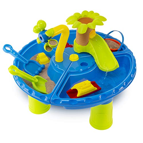 abeec Sand And Water Table - Water And Sand Play Table - Sand Toys - Kids Outdoor Play Equipment - Kids Outdoor Toys - Water Wheel, Sand Shapes, Plastic Boats & More Sand Pit Toys