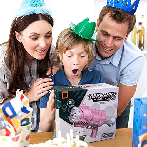 deAO Bubble Machine Gun, Blue Bubble Gun with Lights/Bubble Solution, 40 Holes Bubble Makers for Kids Adults, Summer Toy Gift for Outdoor Indoor Birthday Wedding Party