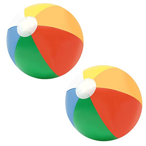 CHEERYMAGIC 2 Pcs Beach Balls, 12 Inches Inflatable Colorful Beach Ball Pool Float Balls Inflatable Beach Toys for Outdoor Activity Summer Seaside Party A6-CQCQ (Colour)