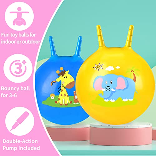 Ynanimery 2 Pack Hoppers Jumping Ball, 18.8 Inch Inflatable Bouncy Balls for Kids, Jumping Ball Activity Toy, Garden Games Indoor Outdoor Games Hopping Toys for Kids 3 Years Old and Up