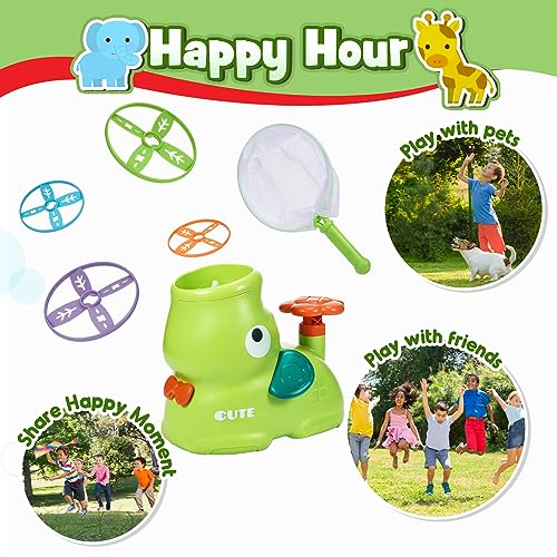 Veopoko Outdoor Toys for Kids Toys Age 3-8, Flying Disc Launcher Toy Garden Toys for 2 3 4 5 6 Year old Girls Boys Flying Saucer Toy Gifts for 3-10 Year Old Boy Girls Autism Toy Flying Toys