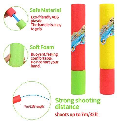 SULOLI 4 Pack Water Pistols for Kids Toddlers Outdoor Pool Beach Toys Foam Water Guns Summer Super Water Blaster Soaker Gun for Garden Outside Games
