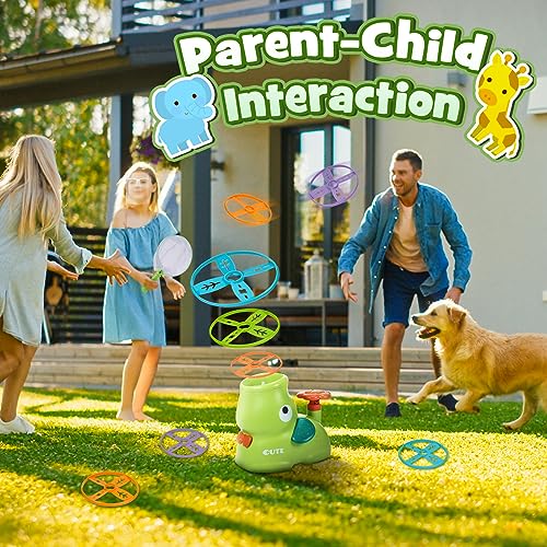 Veopoko Outdoor Toys for Kids Toys Age 3-8, Flying Disc Launcher Toy Garden Toys for 2 3 4 5 6 Year old Girls Boys Flying Saucer Toy Gifts for 3-10 Year Old Boy Girls Autism Toy Flying Toys