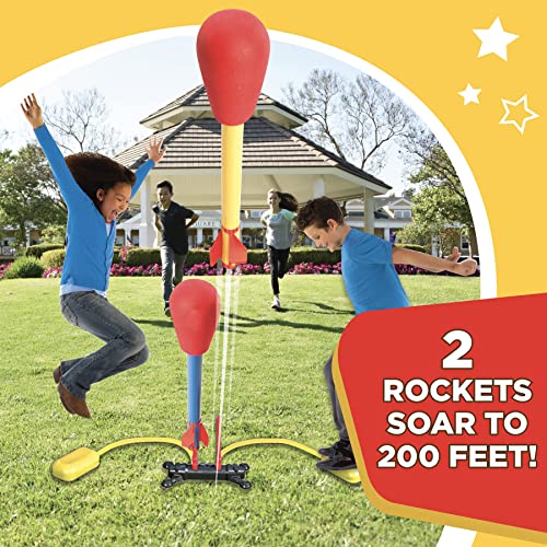 Stomp Rocket Original Dueling Rocket Launcher for Kids - Soars 200 Ft - 4 Rockets and Multi-Player Adjustable Launcher Stand - Fun Outdoor Toy and Gift - Boys or Girls Age 5+ Years Old