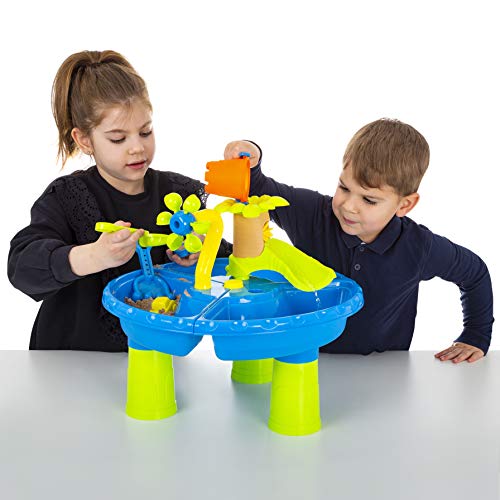 abeec Sand And Water Table - Water And Sand Play Table - Sand Toys - Kids Outdoor Play Equipment - Kids Outdoor Toys - Water Wheel, Sand Shapes, Plastic Boats & More Sand Pit Toys