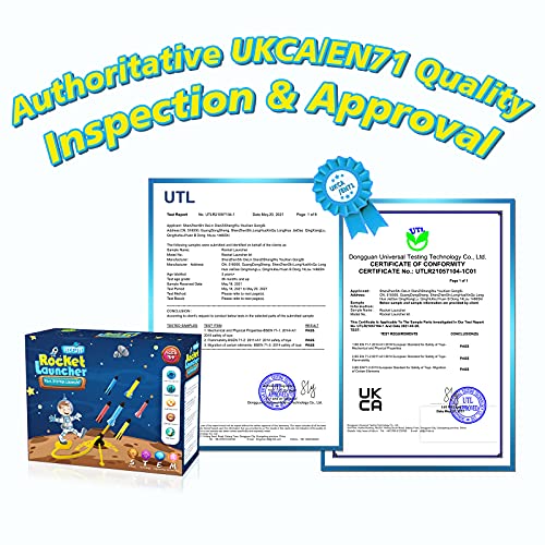 REFUN Toy Rocket Launcher for Kids with 6 Foam Rockets and Toy Air Rocket Launcher, STEM Gift for Boys and Girls Ages 3 Years and Up, Christmas Xmas Easter Egg Gifts Fun Outdoor/Indoor Toy for Kids