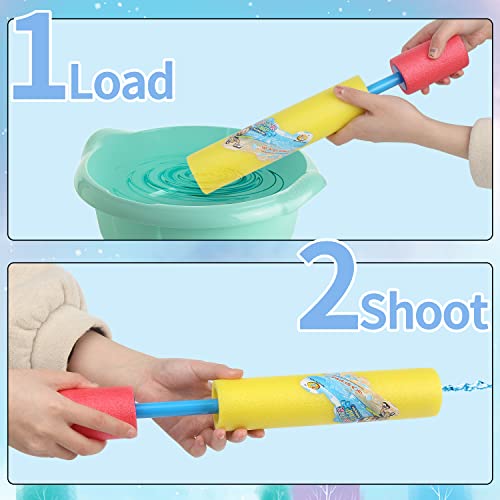 SULOLI 4 Pack Water Pistols for Kids Toddlers Outdoor Pool Beach Toys Foam Water Guns Summer Super Water Blaster Soaker Gun for Garden Outside Games