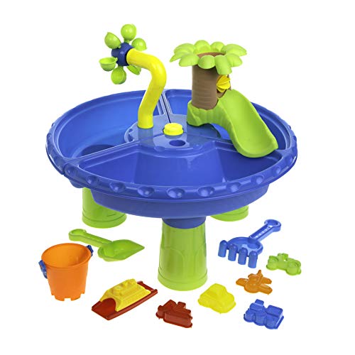 abeec Sand And Water Table - Water And Sand Play Table - Sand Toys - Kids Outdoor Play Equipment - Kids Outdoor Toys - Water Wheel, Sand Shapes, Plastic Boats & More Sand Pit Toys