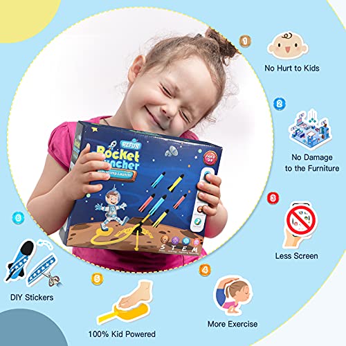 REFUN Toy Rocket Launcher for Kids with 6 Foam Rockets and Toy Air Rocket Launcher, STEM Gift for Boys and Girls Ages 3 Years and Up, Christmas Xmas Easter Egg Gifts Fun Outdoor/Indoor Toy for Kids