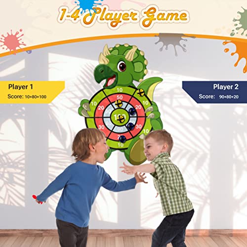 Kizmyee Kids Dart Board Set, 69cm Dinosaur Toy for Kids Dartboard with 12 Sticky Balls and 6 Darts, Indoor and Outdoor Foldable Dartboard Throwing Game Sets for Kids 3 Years and Up