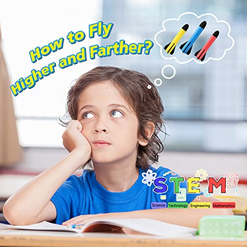 REFUN Toy Rocket Launcher for Kids with 6 Foam Rockets and Toy Air Rocket Launcher, STEM Gift for Boys and Girls Ages 3 Years and Up, Christmas Xmas Easter Egg Gifts Fun Outdoor/Indoor Toy for Kids