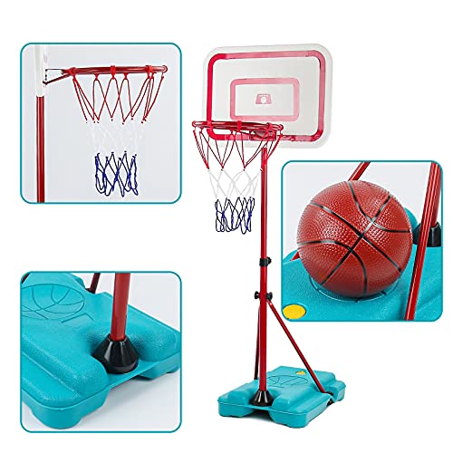 TONZE Kids Basketball Hoop and Stand Height Adjustable,Net and Ball Outdoor Indoor Mini Basketball Hoop Sport Play Set Toys for 4 5 6 7 Year Old Boys Girls(88cm/138cm/190cm)