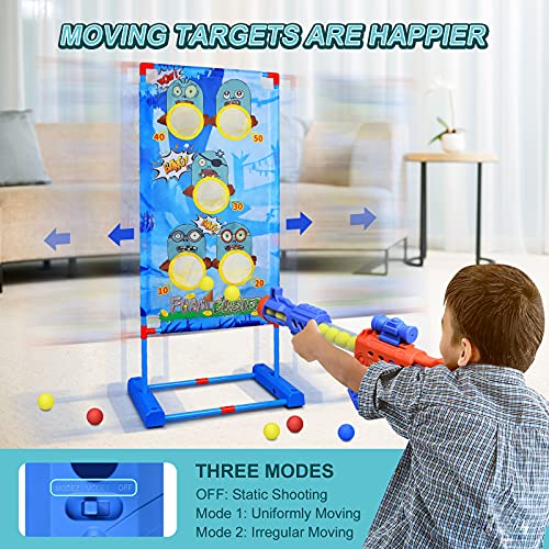 Shooting Game Toy for Age 6, 7, 8, 9, 10+ Years Old Boys and Girls, Popper Air Toy Guns with Moving Shooting Target & 36 Foam Balls, Outdoor Garden Toys Gifts - Compatible with Nerf Toy Guns