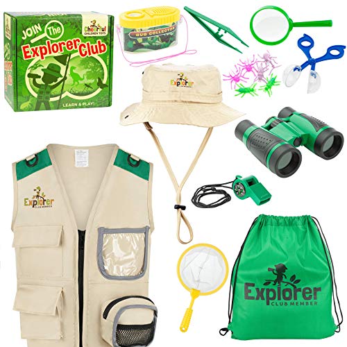 Cheerful Children Toys Kids Explorer Kit Bug Hunting Kit Explorer Costume includes Explorer Hat Cargo Vest for 3-7 year old boys girls Outdoor Backyard Safari Nature Zoo Keeper STEM Educational Toys