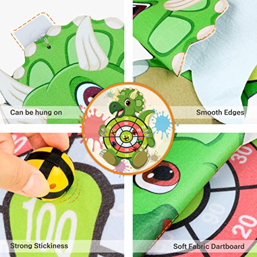 Kizmyee Kids Dart Board Set, 69cm Dinosaur Toy for Kids Dartboard with 12 Sticky Balls and 6 Darts, Indoor and Outdoor Foldable Dartboard Throwing Game Sets for Kids 3 Years and Up