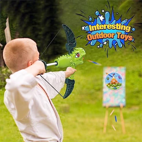 Toyzey Bow and Arrow Set Kids,Outdoor Toys for 3 4 5 6 7 8 Year Olds Boys Garden Toys for Kids Boys Toys Age 3-12 Archery Set for Kids Gifts for 3-12 for Year Olds Boys Dinosaur Toys for Boys Gifts