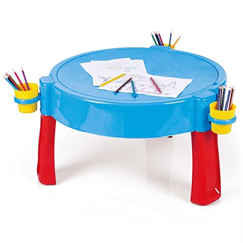 Dolu Kids 3-in-1 Activity Sand and Water Play Table – Sand & Water Pit with Drawing Table Indoor & Outdoor Activity Table with Lid for Children Aged 2 to 8 years old - Blue (73cm H)