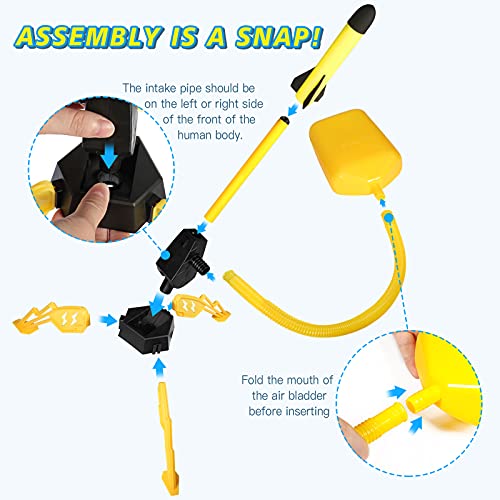 REFUN Toy Rocket Launcher for Kids with 6 Foam Rockets and Toy Air Rocket Launcher, STEM Gift for Boys and Girls Ages 3 Years and Up, Christmas Xmas Easter Egg Gifts Fun Outdoor/Indoor Toy for Kids