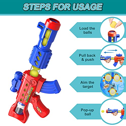 Shooting Game Toy for Age 6, 7, 8, 9, 10+ Years Old Boys and Girls, Popper Air Toy Guns with Moving Shooting Target & 36 Foam Balls, Outdoor Garden Toys Gifts - Compatible with Nerf Toy Guns