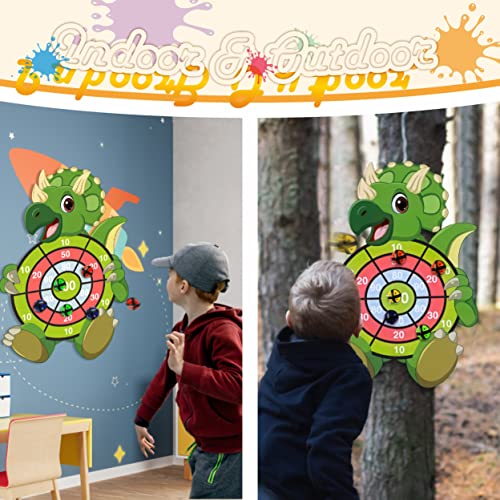 Kizmyee Kids Dart Board Set, 69cm Dinosaur Toy for Kids Dartboard with 12 Sticky Balls and 6 Darts, Indoor and Outdoor Foldable Dartboard Throwing Game Sets for Kids 3 Years and Up