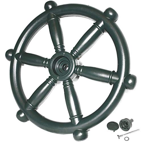Garden Games Deluxe Ship's Steering Wheel for Garden Climbing Frames Playhouses Tree Houses (Green)