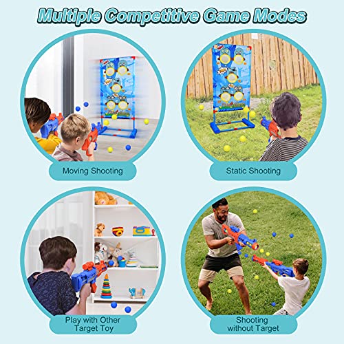 Shooting Game Toy for Age 6, 7, 8, 9, 10+ Years Old Boys and Girls, Popper Air Toy Guns with Moving Shooting Target & 36 Foam Balls, Outdoor Garden Toys Gifts - Compatible with Nerf Toy Guns
