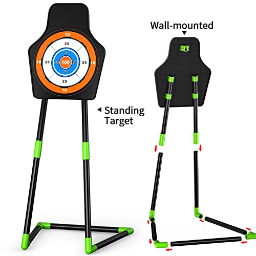 TEMI Bow and Arrow Set for Kids with LED Lights-Archery Set with 10 Suction Cup Arrows, Quivers & Standing Target, Outdoor Toys for Kids Boys & Girls Ages 3-12 Years Old