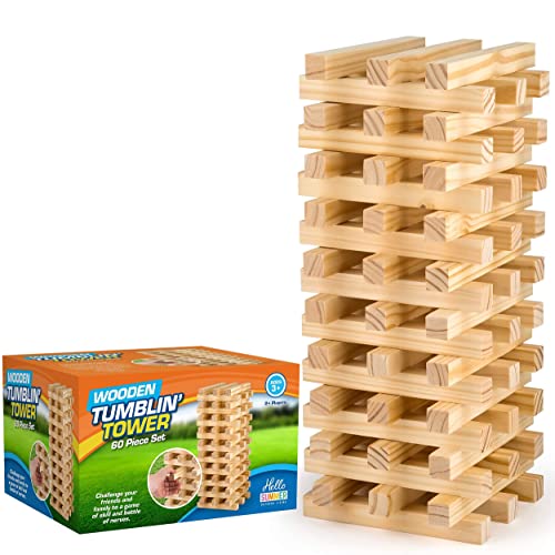 Hello Summer Vivo Technologies Giant Jumbo Tumbling Tower Wooden Blocks Indoor Outdoor Family Tumble Tower Christmas Game, (HS010)