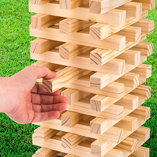 Hello Summer Vivo Technologies Giant Jumbo Tumbling Tower Wooden Blocks Indoor Outdoor Family Tumble Tower Christmas Game, (HS010)
