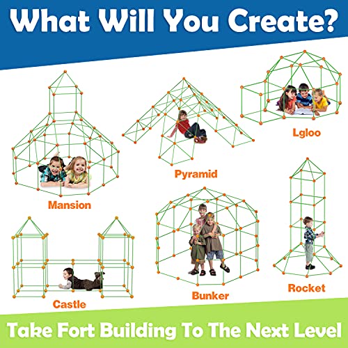 Kids Fort Building Kit - 130 Piece, Construction Toys for 5+ Years Old Boys & Girls, Den Building Kit DIY Play Tent Indoor & Outdoor, STEM Building Toys - Fort, Play House, Secret Base