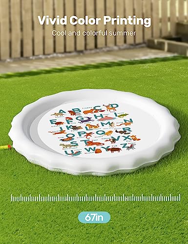 QPAU Kids Splash Play Mat Outdoor Water Toys Splash Pad Sprinkler White