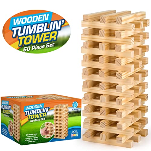 Hello Summer Vivo Technologies Giant Jumbo Tumbling Tower Wooden Blocks Indoor Outdoor Family Tumble Tower Christmas Game, (HS010)