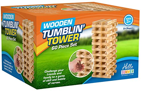 Hello Summer Vivo Technologies Giant Jumbo Tumbling Tower Wooden Blocks Indoor Outdoor Family Tumble Tower Christmas Game, (HS010)