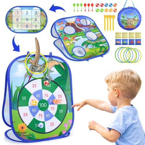 Toys for 3-10 Year Old Boys, Kids Dart Board Set Dinosaur Toys for Boys Outdoor Toys Garden Toys Gifts for 3-10 Year Old Boys Boys Toys Age 3-10 Kids Toys Party Games for Kids Outdoor Games for Kids