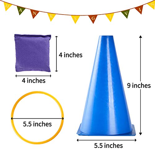 Paochocky 30 Pcs 3 in 1 Funny Activity Game Set - Six colors Throwing Ring toss and Bean Bags to Soft Cones Family Games, Indoor Outdoor Activity Birthday Party Supplies with Wonderful Gift Box