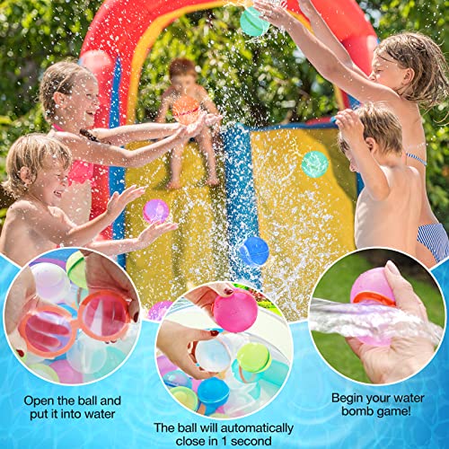 Reusable Water Bomb Balloons, Latex-Free Silicone Water Splash Ball, Quick Self-Sealing Water Bomb for Kids Adults Outdoor Activities Water Games Toy Outside Summer Fun Party Supplies 12 Pack
