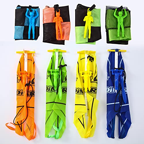 JOYIN 8 PACK 2 in 1 Glider and Parachute Toy Set with Figures, Tangle Free Throwing Hand Throw Flying Toys for Kids Outdoor Play