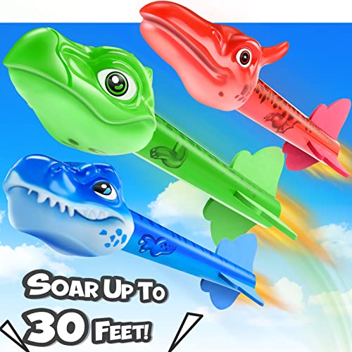 Anginne Dinosaur Toys for 3-8 Years Old Boys, Garden Games Toys 3-10 Years Old Boys Girls Gifts for Kids Stomp Toy Rockets Girls Boys Toys Age 3-8 Birthday Gifts for Kids Outdoor Toys