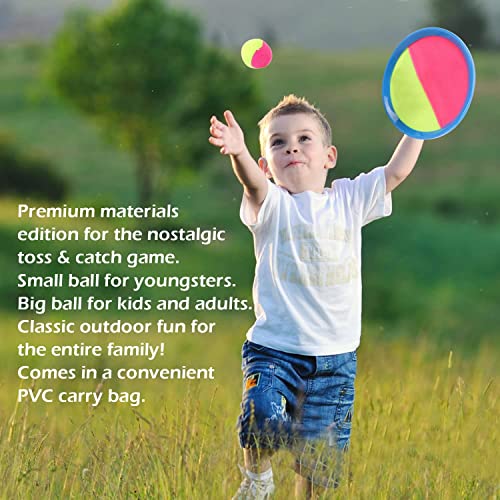 D.A.Y. Republic Toss and Catch Ball Set with Two Hook & Loop Paddle Discs and Tennis Ball, Fun Outdoors Garden & Beach Toy Game for the Whole Family (Beach Catch Game)