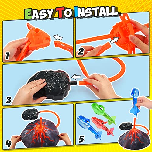 Anginne Dinosaur Toys for 3-8 Years Old Boys, Garden Games Toys 3-10 Years Old Boys Girls Gifts for Kids Stomp Toy Rockets Girls Boys Toys Age 3-8 Birthday Gifts for Kids Outdoor Toys