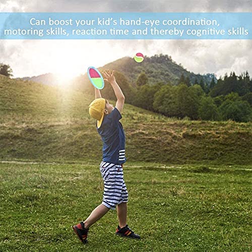 D.A.Y. Republic Toss and Catch Ball Set with Two Hook & Loop Paddle Discs and Tennis Ball, Fun Outdoors Garden & Beach Toy Game for the Whole Family (Beach Catch Game)