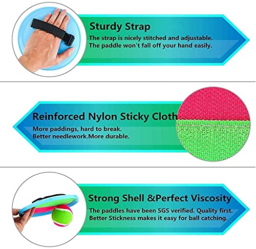 D.A.Y. Republic Toss and Catch Ball Set with Two Hook & Loop Paddle Discs and Tennis Ball, Fun Outdoors Garden & Beach Toy Game for the Whole Family (Beach Catch Game)