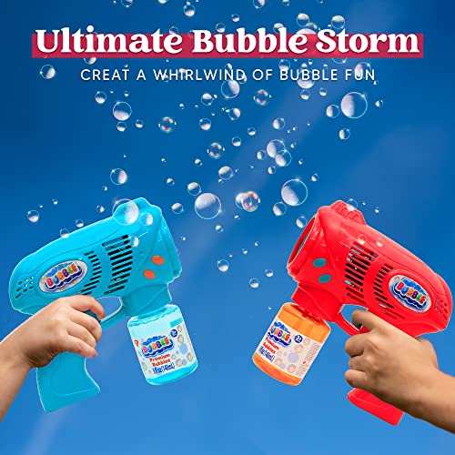 JOYIN 2 Bubble Guns with 2 Bottles Bubble Refill Solution for Kids, Bubble Blower for Bubble Blaster Party Favors, Summer Toy, Outdoors Activity, Easter, Birthday Gift