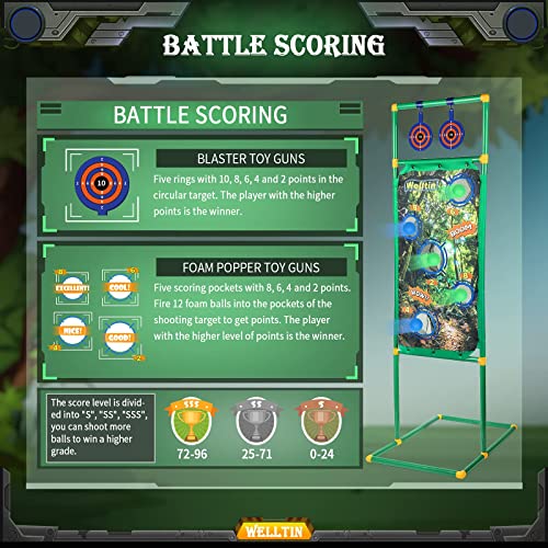 Welltin Shooting Games Toys for 5 6 7 8 9 10+ Year Old Boys Girls, Shooting Targets Christmas Xmas Gifts for Kids Gifts for 5-10+ Year Old Boys Girls Outdoor & Indoor Cool Toys Age 5-12 Nerf Toys Guns