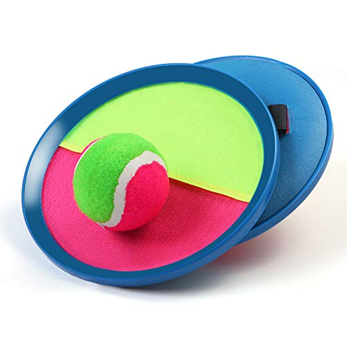 ANECO Toss and Catch Balls Game Paddle Catch Ball Set Sport Game with Storage Bag, 6 Paddles(3 Colors) and 6 Balls(Hard Ball and Soft Ball)