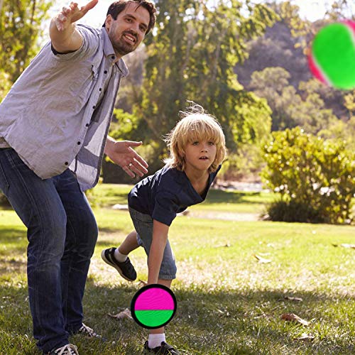 ANECO Toss and Catch Balls Game Paddle Catch Ball Set Sport Game with Storage Bag, 6 Paddles(3 Colors) and 6 Balls(Hard Ball and Soft Ball)