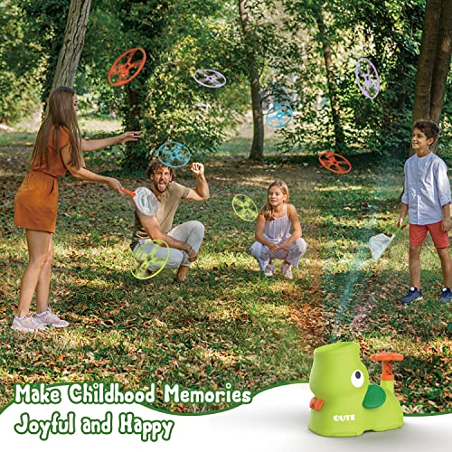 Kids Outdoor Garden Toys for 3+ Year Olds, OMWay Flying Disc Launcher Toy with 32 Disc for Toddlers Age 3 4 5, Fun Garden Games for Kids 4-8, Christmas Easter Birthday Gift for Boys and Girls Age 8-12