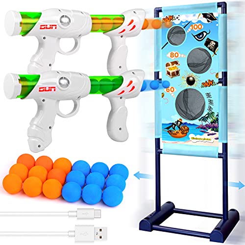 DX DA XIN Moving Shooting Games for Kids with 2 Popper Guns 18 Foam Balls Outdoor Garden Stocking Fillers Kids for Boys Toys Age 5 6 7 8 9 10