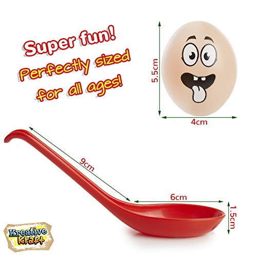 KreativeKraft Egg and Spoon Race Kit Outdoor Games For Kids, Garden Outdoor Toys Kids Party Games Set Includes 6 Easter Eggs & 6 Plastic Spoons, Family Games for Kids and Adults