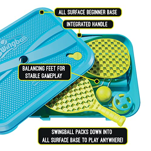 Early Fun All Surface Junior Swingball Set, For ages 3+, Introduction to Swingball, Foam Ball and little hands bats, Tangle Free Top Spinner, All Surface Base, Blue and Yellow, 36 x 46 x 10 cm